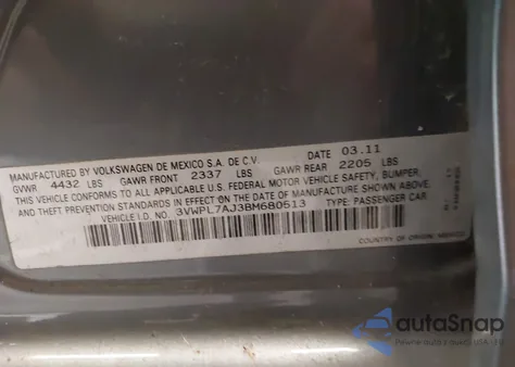 2011 Volkswagen Jetta Sportwagen 2.0L Tdi из США, поврежденный, VIN 3VWPL7AJ3BM680513